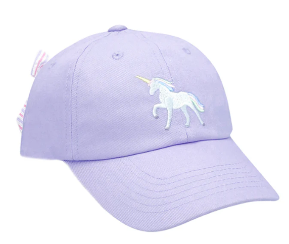 Purple Rainbow Unicornw/Bow BB Hat-Youth