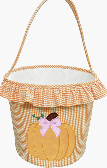 Customizable Ruffled Bow Pumpkin Tote