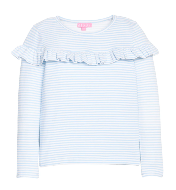 Emily Top - Pale Blue Stripe - Girls