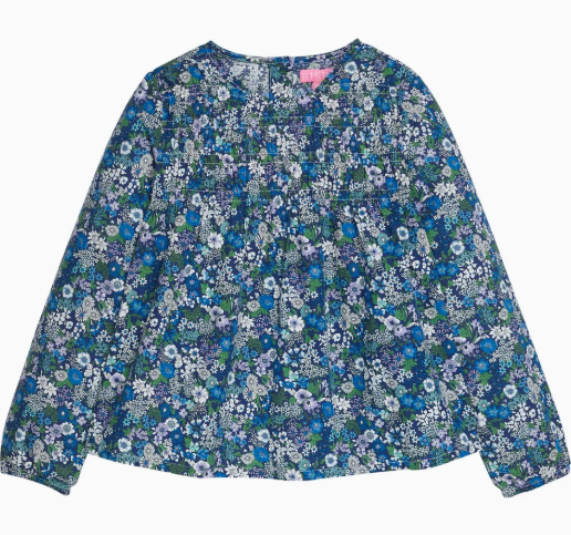 Anita Top - Brookline Blossoms Blue