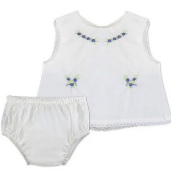Two Piece Diaper Set w/Purple Flowers