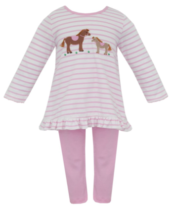 Horses - Pink Stripe Tunic Set
