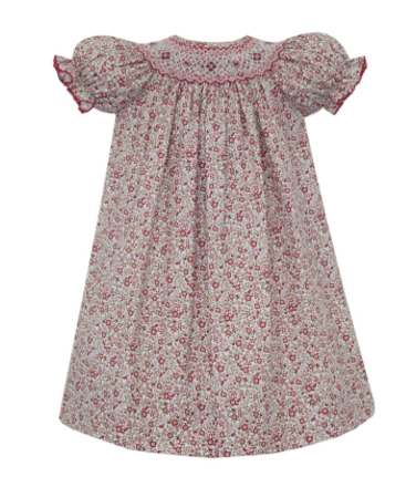 Red Floral Bishop Dress
