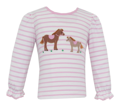 Horses - Pink Stripe Shirt