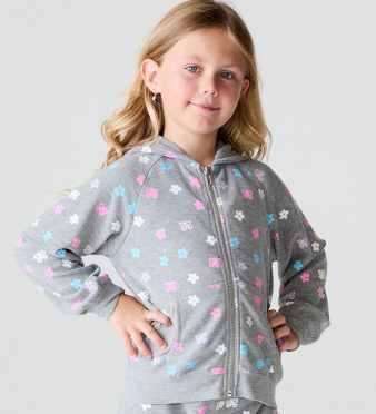 Heather Grey Butterfly Flowers Hoodie