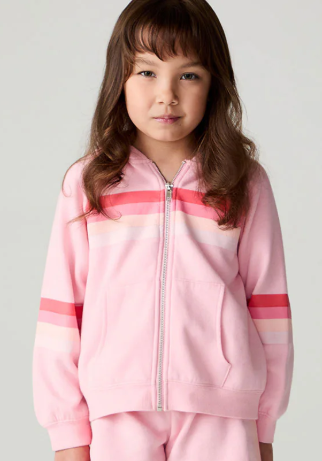 Multi Stripe Pink Zip Up