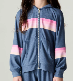 Multi Stripes Girls Hoodie