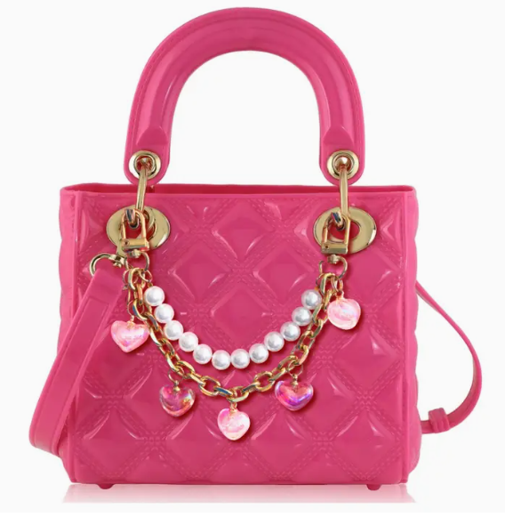 Pearl Flamingo Pink Heart Purse