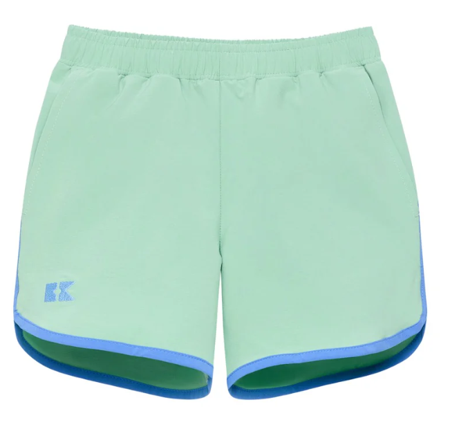 Palm Green Retrro Short w/Blue Piping