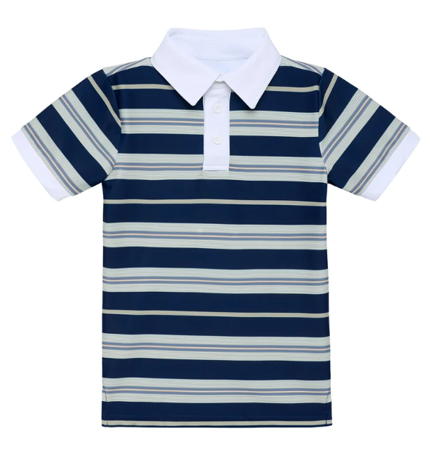 Navy Retro Stripe Polo