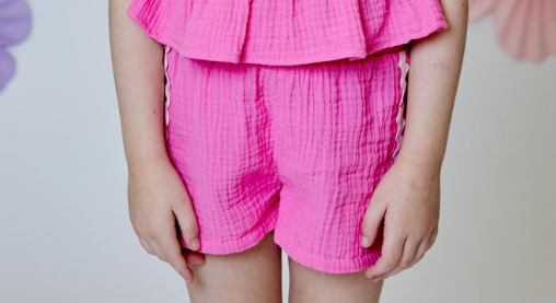 Pink Fluff Gauze w/Ric Rac Shorts