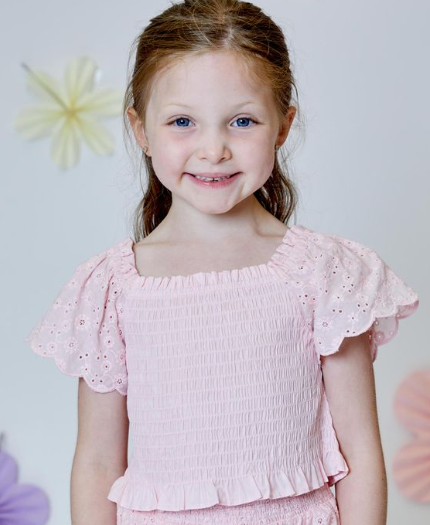 Pink Eyelet Combo Top