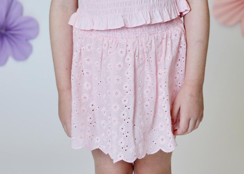 Pink Eyelet Combo Skort