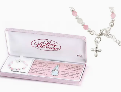 Baby Blessings Bracelet Pink and White