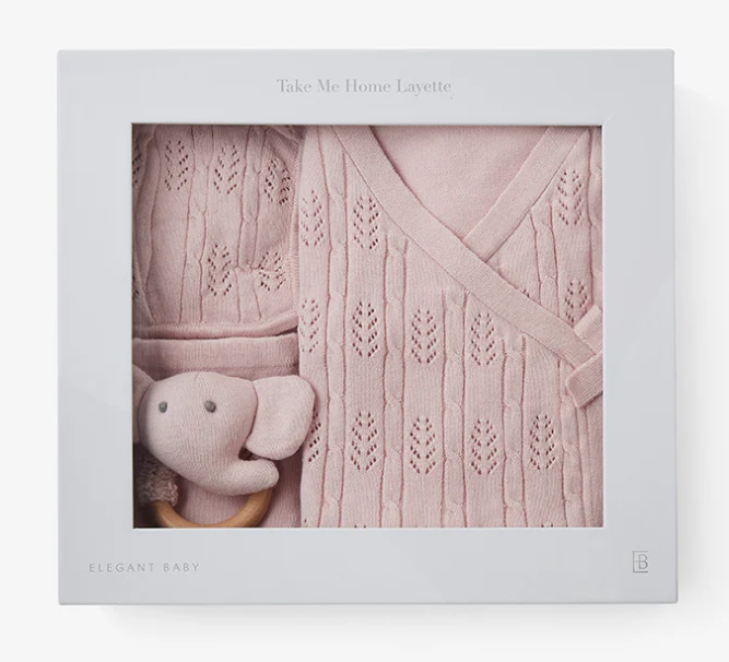 Blush Pink Baby Layette Set w/Box