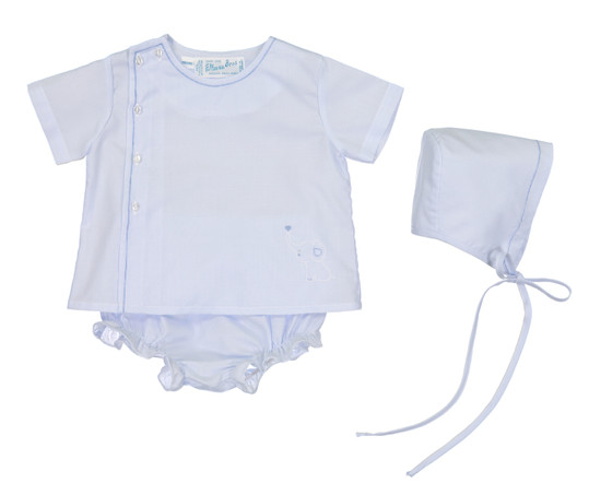 Baby Blue/Wht Elephant Diaper Set