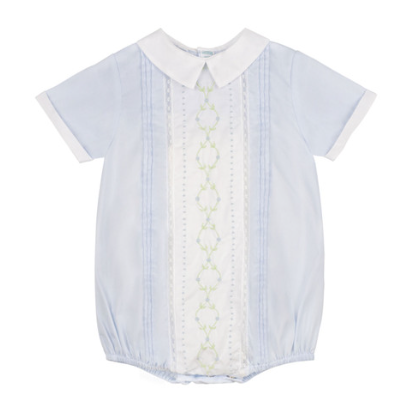 Boys Vintage Blue/WHT Bloom Romper