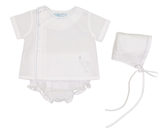 Baby Elephant Whte/Blue Diaper Set