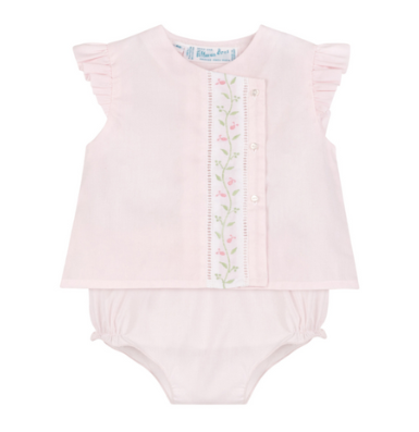 Pink Floral Vine Diaper Set