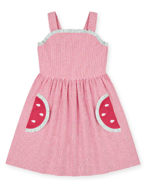 Check Red Dress w/Watermelon
