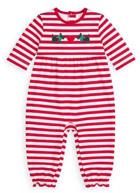 Stripe Knit Longall w/Scotties & Heart