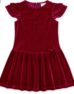 Red Stretch Velvet Dress w/Bow