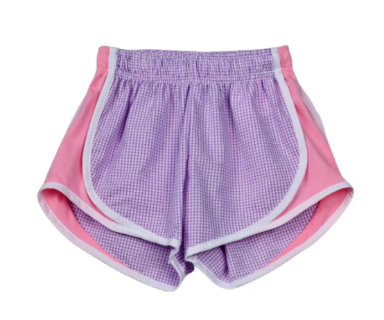 Lavender Check Shorts w/Pink Side