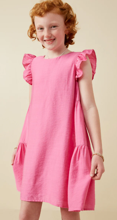 Pink Side Panel Ruffle Dress