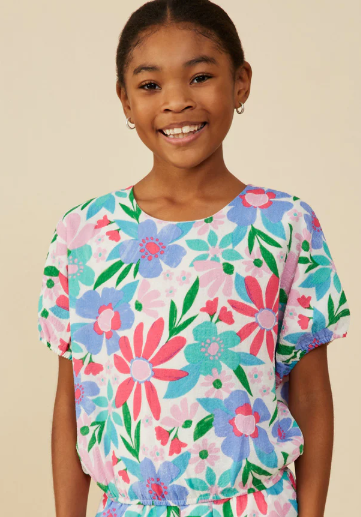Floral Puff Sleeve Dolman Top