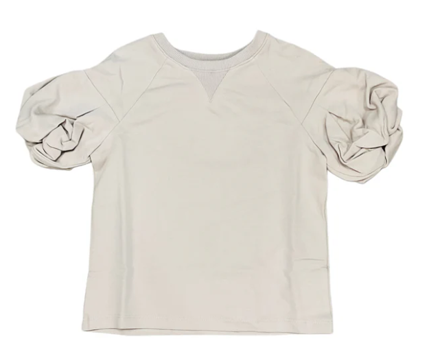 Beige Pleated Sleeve Top