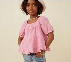 Washed Smock Gauze Top - Pink