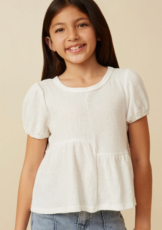 Textured Asymmetric Off White Top