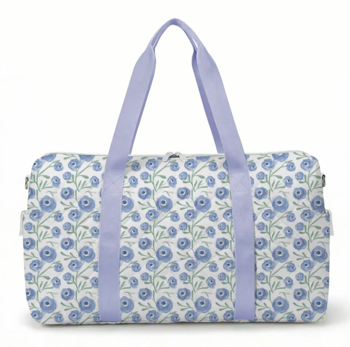 Purple Poppy Quilted Duffle Bag