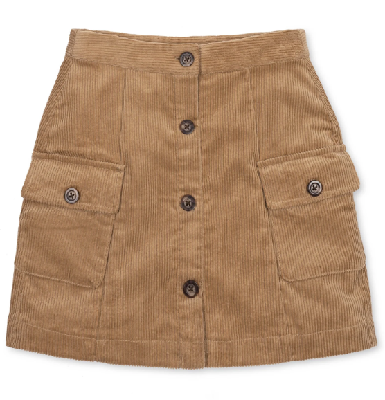Corduroy Button Front Skirt