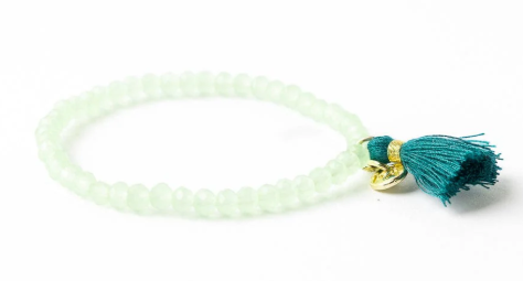 Patsy Mint Crystal Bracelet w/Tassel