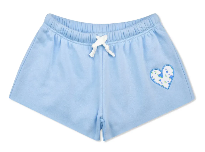 Blue Floral Sweat Shorts