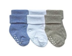 Non Skid Turn Cuff Sock Boy Multi Pk