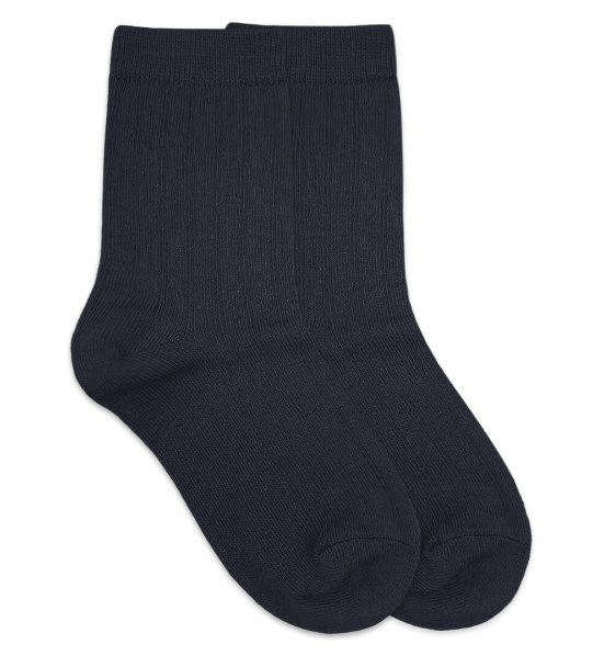 Navy Cotton Rib Crew Socks