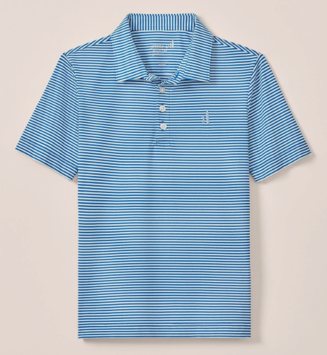 Dru Palisades Blue Stripe Perf Mesh Polo