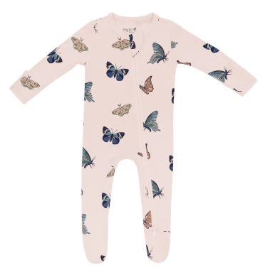 Zip Footie - Blush Butterfly