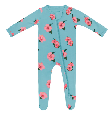 Zip Footie - Hibiscus