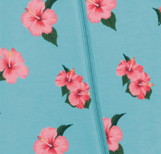 Zip Footie - Hibiscus