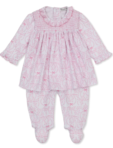 Del Blooming Bows Footie/Dress -Pink