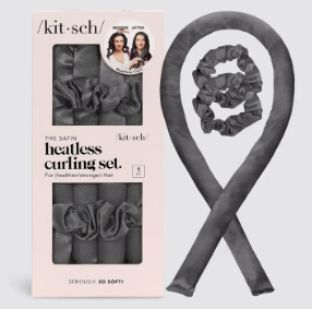 Satin Heatless Curling Set - Charcoal