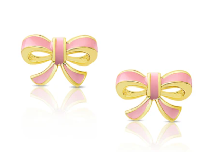 Bow Stud Earrings -Pink