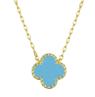 Four Leaf Clover Necklace - Turq