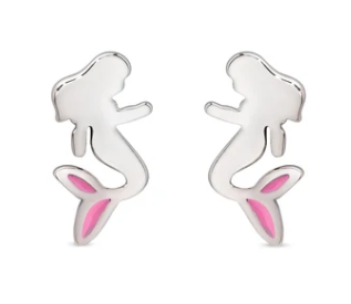 Mermaid Stud Earrings in Sterling Silver