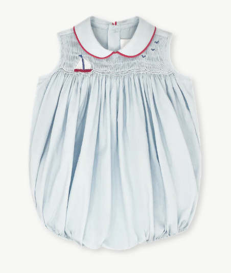 Beckett Smocked Blue Sailboat Bubble
