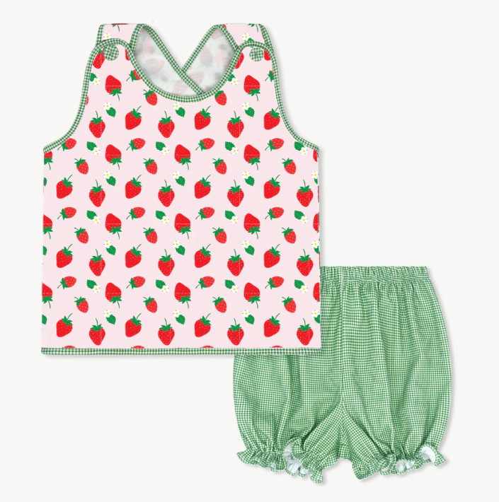 Bitsy Berry/Grn Minigingham Bloomer Set