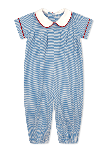 Precious Pleated Blue Stripe Romper